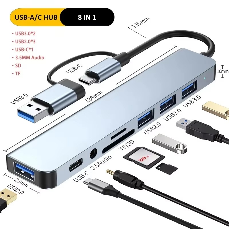 Home Assistant Sd - ประเภท C ฮับ USB Splitter 8