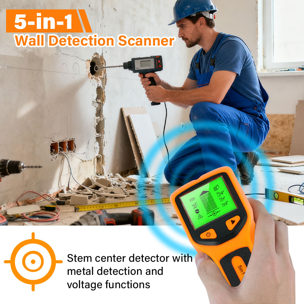 Water Leak Detector Wired - เครื่องตรวจจับโครงสร้างผนัง 5 in 1 แบบพกพา เครื่องสแกนไม้ดิจิตอล