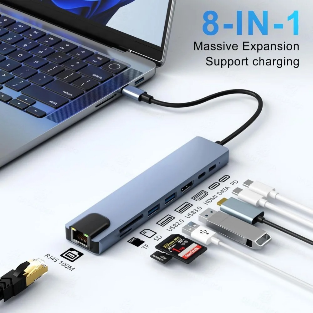 ฮับ USB C 8/7 in 1 อะแดปเตอร์  - Home Assistant Sd บทวิจารณ์และราคา